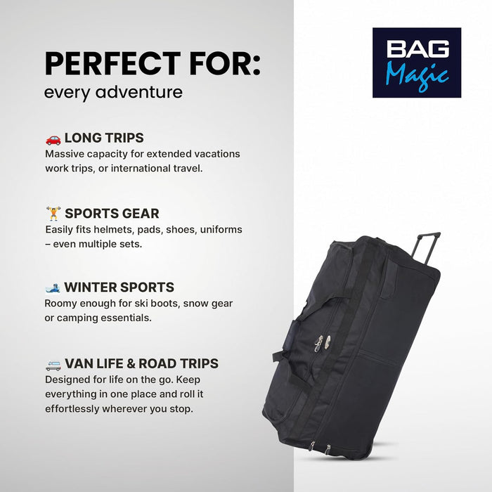 Bordlite Wheeled Holdall Travel Bag – Lightweight 2-Wheel Luggage with Extendable Handle