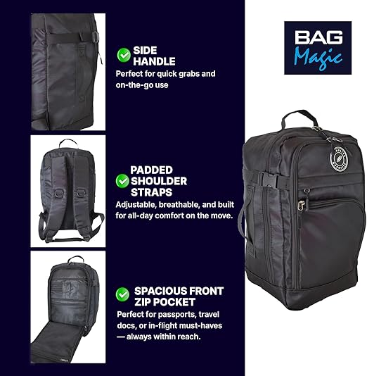 Bordlite Ryanair Cabin Bag 40x25x20cm Underseat Backpack – Airline Approved