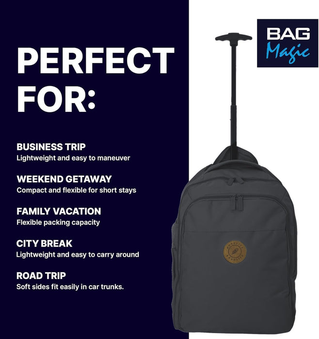 Cabin Approved Wheeled Backpack 50x38x25cm – 2-in-1 Lightweight Trolley Bag & Rucksack on Wheels