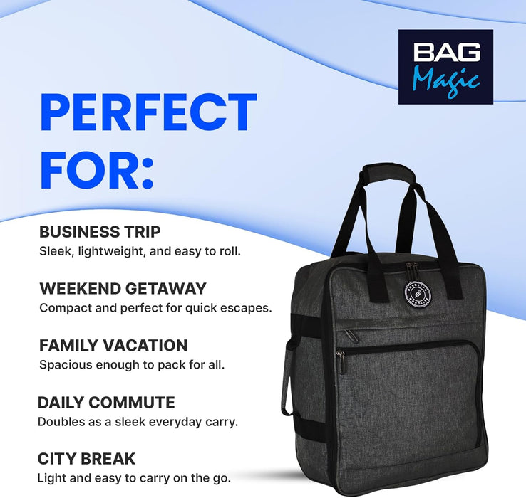 EasyJet Underseat Cabin Bag 45x36x20cm – Twill Wheeled Travel Holdall with Trolley Handle – Lightweight Soft Shell Carry On Luggage – Fits EasyJet Free Bag Allowance