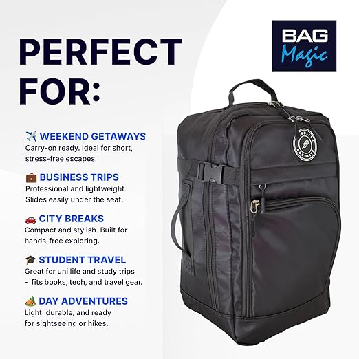 Bordlite Ryanair Cabin Bag 40x25x20cm Underseat Backpack – Airline Approved
