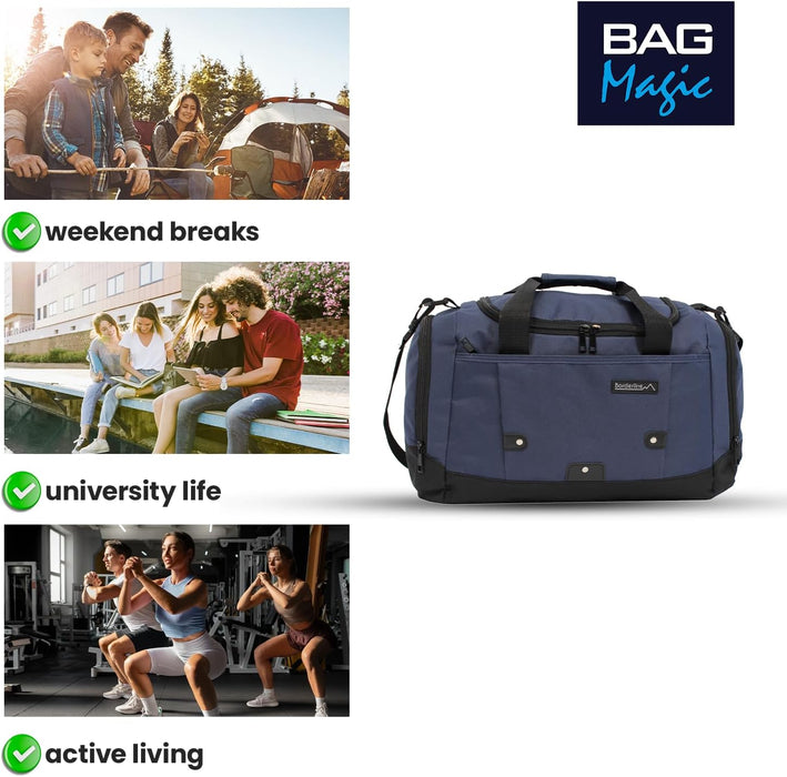 Duffle Gym Bags with Shoulder Strap – Lightweight Carry On Cabin Luggage, Weekend & Overnight Bag for Men & Women