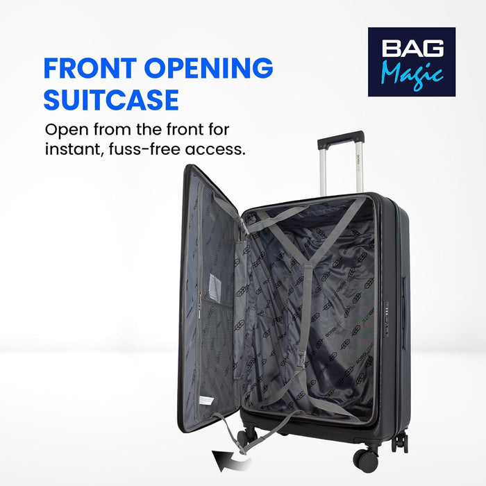 Bordlite 28" Large Suitcase – ABS Hardshell Front Opening Lightweight Luggage with 8x Spinner Wheels, Combo Lock, Telescopic Handle