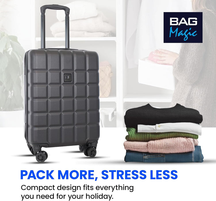 Lightweight ABS Cabin Suitcase – 30+ Airline Overhead Compatible (47x36x20cm) – Spinner Wheels + Combination Lock