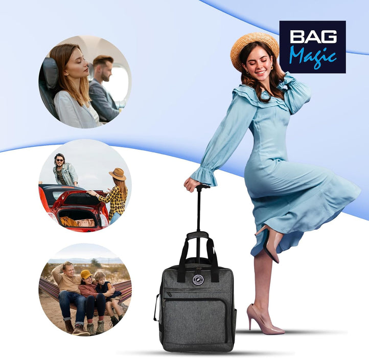 EasyJet Underseat Cabin Bag 45x36x20cm – Twill Wheeled Travel Holdall with Trolley Handle – Lightweight Soft Shell Carry On Luggage – Fits EasyJet Free Bag Allowance