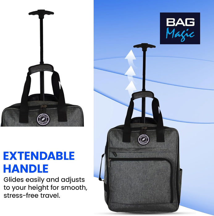 EasyJet Underseat Cabin Bag 45x36x20cm – Twill Wheeled Travel Holdall with Trolley Handle – Lightweight Soft Shell Carry On Luggage – Fits EasyJet Free Bag Allowance