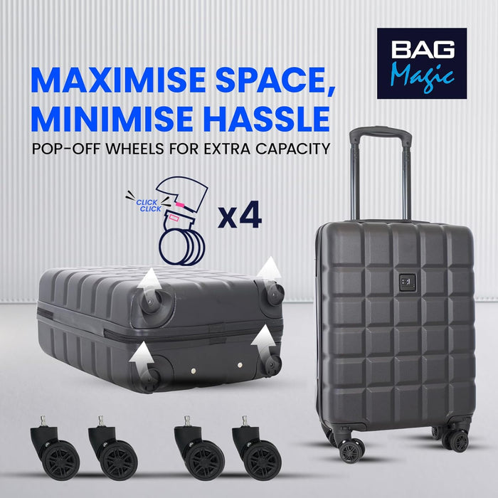 Lightweight ABS Cabin Suitcase – 30+ Airline Overhead Compatible (47x36x20cm) – Spinner Wheels + Combination Lock