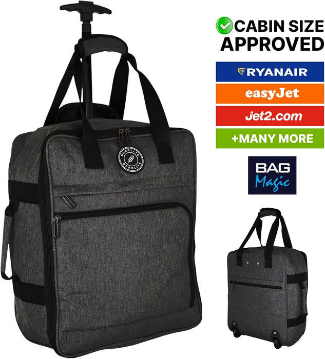 EasyJet Underseat Cabin Bag 45x36x20cm – Twill Wheeled Travel Holdall with Trolley Handle – Lightweight Soft Shell Carry On Luggage – Fits EasyJet Free Bag Allowance