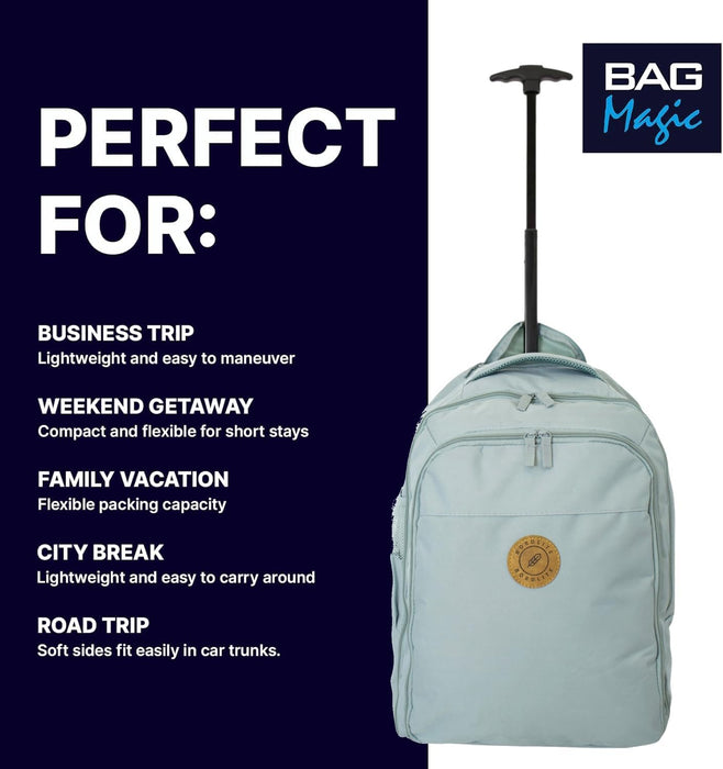 Cabin Approved Wheeled Backpack 50x38x25cm – 2-in-1 Lightweight Trolley Bag & Rucksack on Wheels