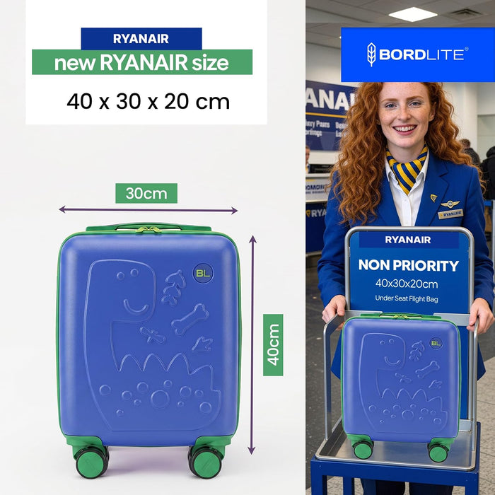 Bordlite Kids Suitcase 40x30x20cm Cabin Luggage - Underseat Travel Case with 360° Spinner Wheels
