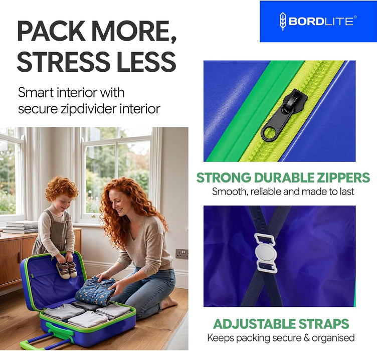 Bordlite Kids Suitcase 40x30x20cm Cabin Luggage - Underseat Travel Case with 360° Spinner Wheels