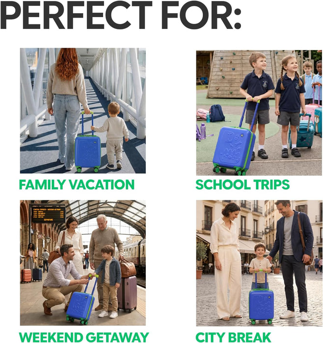 Bordlite Kids Suitcase 40x30x20cm Cabin Luggage - Underseat Travel Case with 360° Spinner Wheels