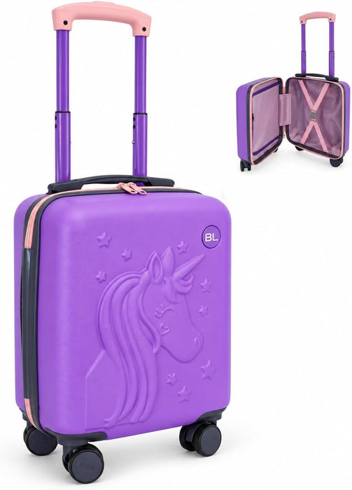Bordlite Kids Suitcase 40x30x20cm Cabin Luggage - Underseat Travel Case with 360° Spinner Wheels