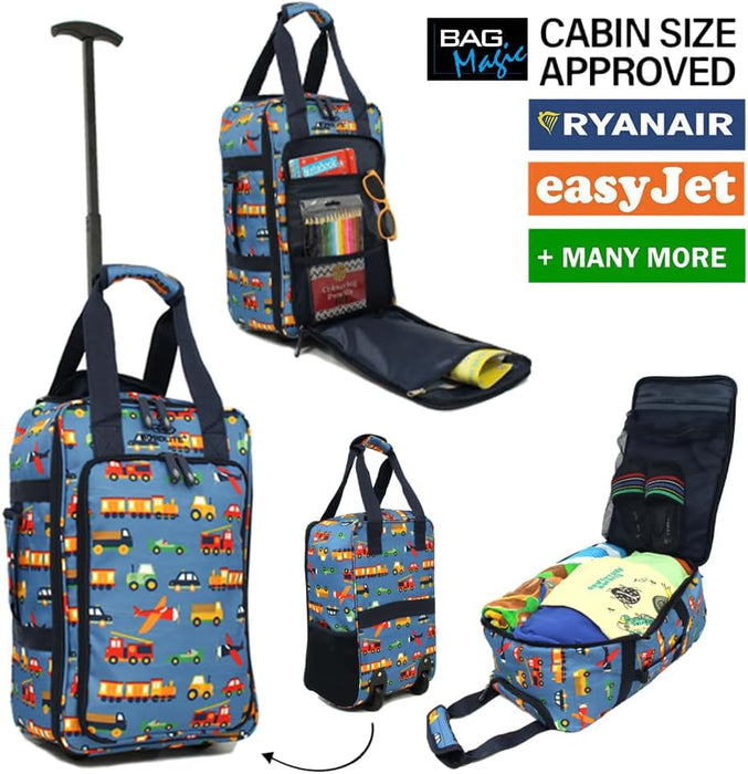 Bordlite Ryanair/Easy Jet Kids Cabin Approved Wheeled Holdall Travel Bags With Extendable Handle, Multi-Pocket