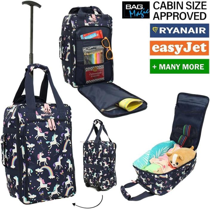 Bordlite Ryanair/Easy Jet Kids Cabin Approved Wheeled Holdall Travel Bags With Extendable Handle, Multi-Pocket