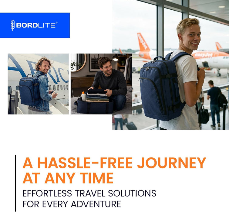 Bordlite Cabin Backpack 45x36x20cm, Underseat Cabin Bag for Ryanair, EasyJet, Wizz Air & 30+ Airlines