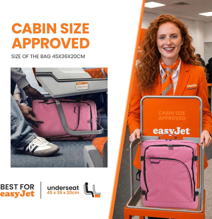 Bordlite Cabin Backpack 45x36x20cm, Underseat Cabin Bag for Ryanair, EasyJet, Wizz Air & 30+ Airlines