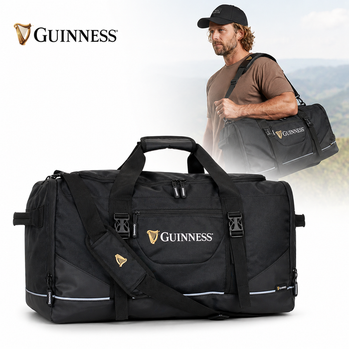 Guinness Sports & Travel Holdall 59cm – Black Duffel Bag with Shoulder Strap