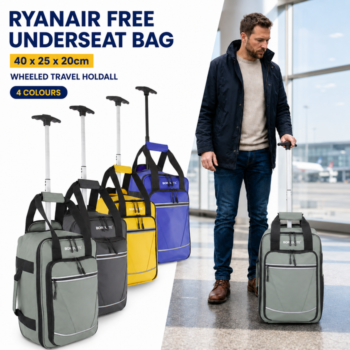 Bordlite Ryanair Cabin Backpack on Wheels 40x20x25cm – Lightweight 2-in-1 Trolley Rucksack, 20L – Fits Free Hand Luggage Allowance