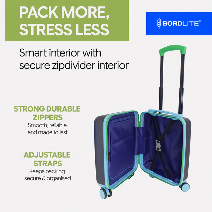 Bordlite Kids Suitcase 40x30x20cm RyanAir Approved Cabin Luggage for Boys & Girls