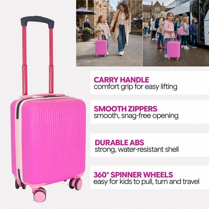 Bordlite Kids Suitcase 40x30x20cm RyanAir Approved Cabin Luggage for Boys & Girls