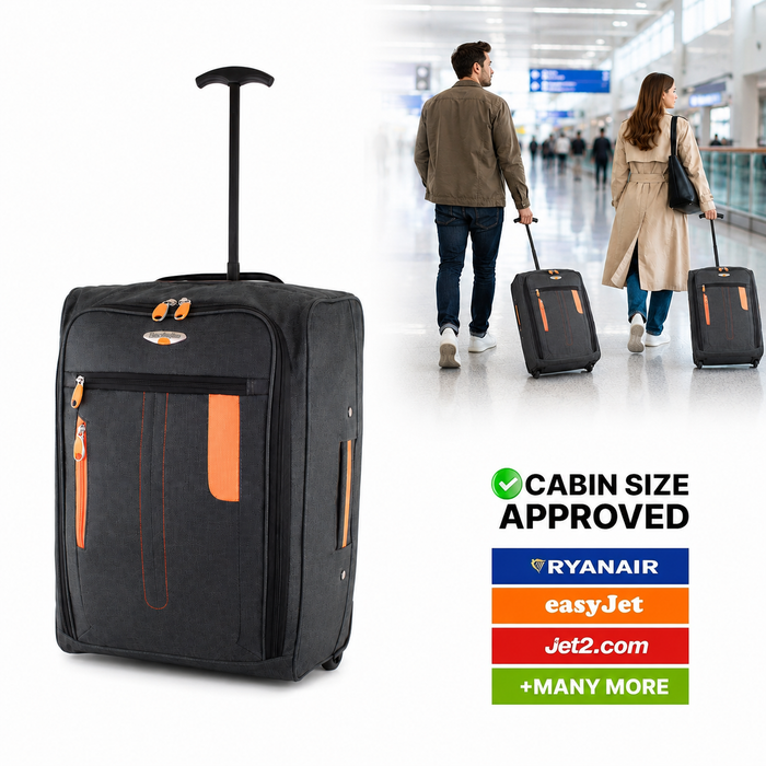 Bordlite 50x35x20cm Soft Cabin Bag – Lightweight Underseat Hand Luggage Suitcase with Wheels & Extendable Handle