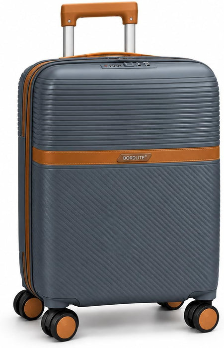 Bordlite Polypropylene Hard Shell Suitcase with Double Spinner Wheels, Combination Lock and Telescopic Handle