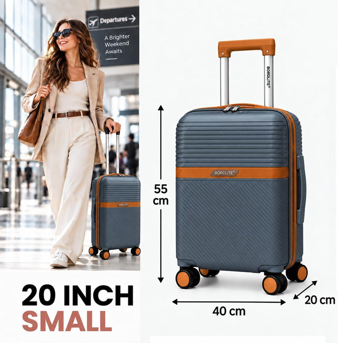 Bordlite Polypropylene Hard Shell Suitcase with Double Spinner Wheels, Combination Lock and Telescopic Handle
