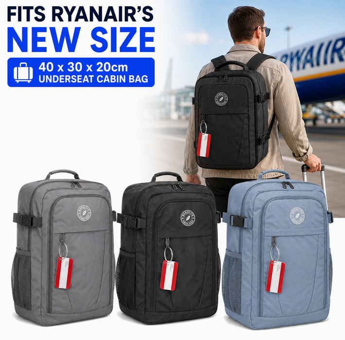 Bordlite Ryanair Cabin Bag 40x30x20cm Under Seat Travel Backpack + Free Luggage Tag