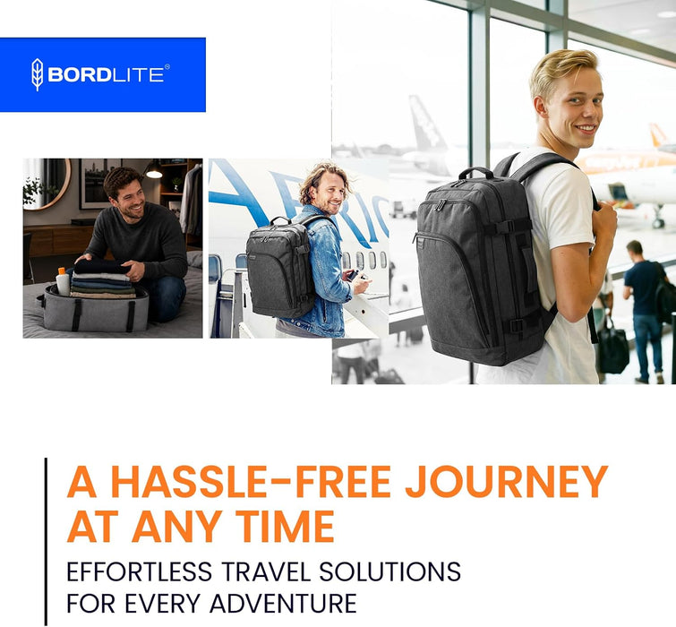Bordlite Cabin Backpack 45x36x20cm, Underseat Cabin Bag for Ryanair, EasyJet, Wizz Air & 30+ Airlines