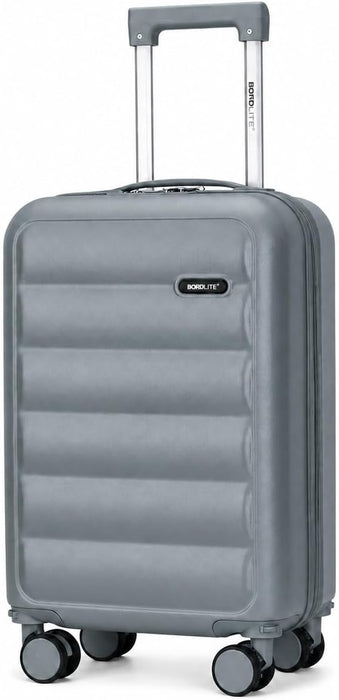 Bordlite Overhead Cabin Suitcase 55x34x21cm – Lightweight 2.27kg ABS Hard Shell Carry On Hand Luggage, 4 Double Spinner Wheels, Combination Lock & Trolley Handle