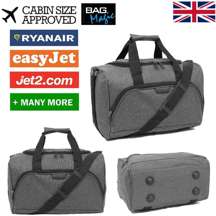 Bordlite Small Travel Holdalls, Ryanair Cabin Approved Hand Luggage Size Duffle Bags-Grey