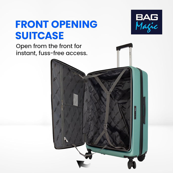 Bordlite 28" Large Suitcase – ABS Hardshell Front Opening Lightweight Luggage with 8x Spinner Wheels, Combo Lock, Telescopic Handle