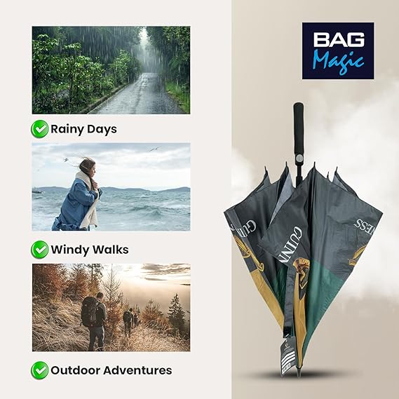 Guinness Official Golf Umbrella – 30-Inch Large Canopy, Auto-Open, 8 Reinforced Ribs, Windproof & Waterproof Stick Umbrella