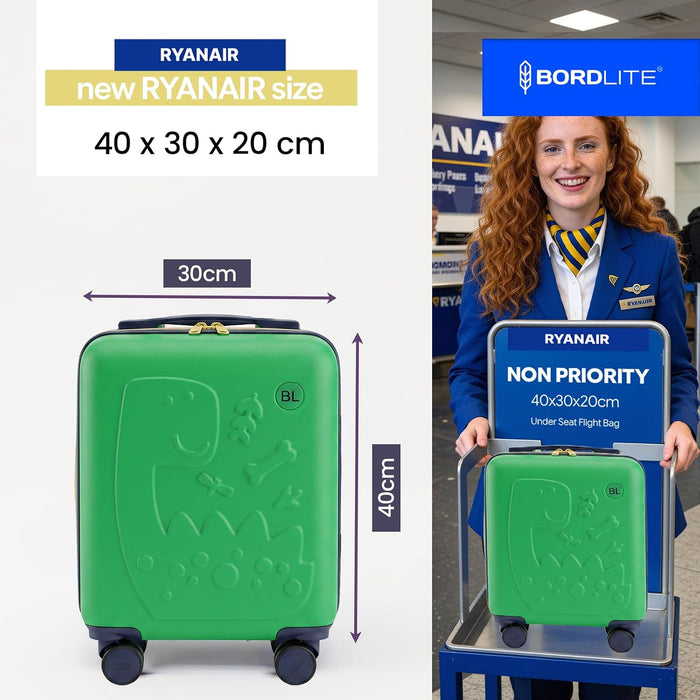 Bordlite Kids Suitcase 40x30x20cm Cabin Luggage - Underseat Travel Case with 360° Spinner Wheels