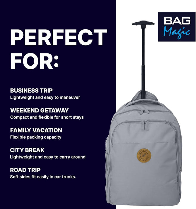 Cabin Approved Wheeled Backpack 50x38x25cm – 2-in-1 Lightweight Trolley Bag & Rucksack on Wheels