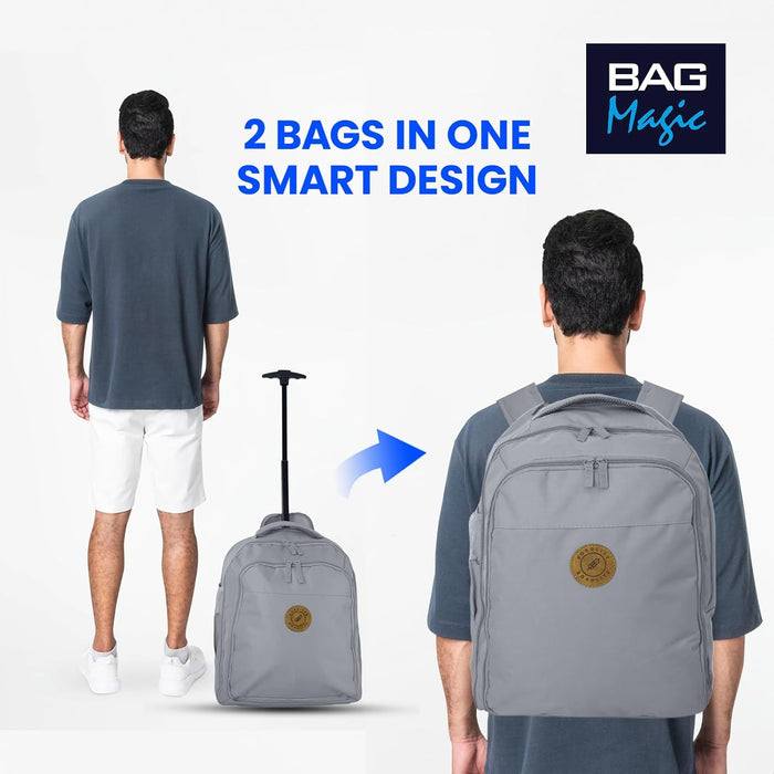 Bordlite EasyJet Cabin Approved Wheeled Backpack 45x36x20cm – 2 in 1 Lightweight Trolley Bag & Rucksack on Wheels (1.53kg, 36L) Underseat Hand Luggage for Travel, Business, Weekend Trips