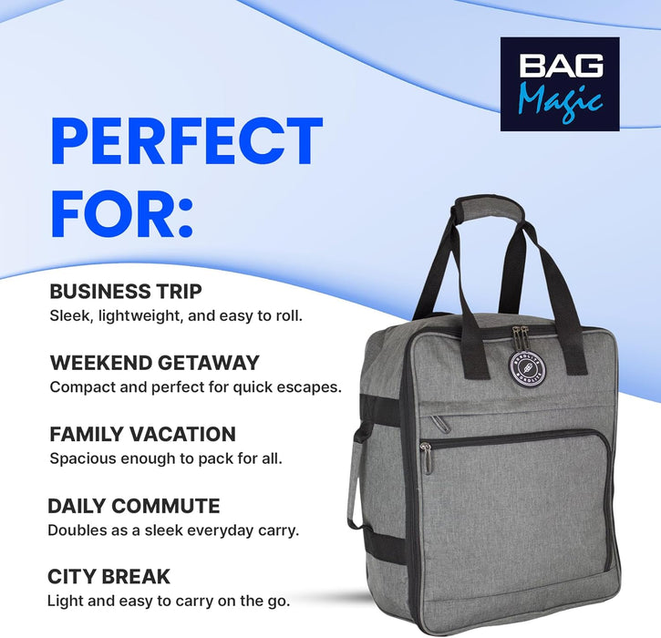 EasyJet Underseat Cabin Bag 45x36x20cm – Twill Wheeled Travel Holdall with Trolley Handle – Lightweight Soft Shell Carry On Luggage – Fits EasyJet Free Bag Allowance