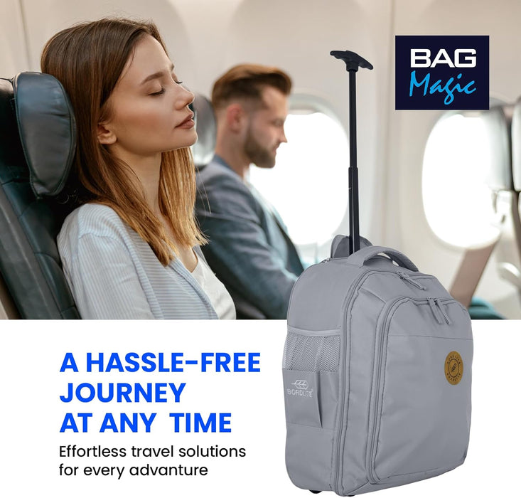 Bordlite EasyJet Cabin Approved Wheeled Backpack 45x36x20cm – 2 in 1 Lightweight Trolley Bag & Rucksack on Wheels (1.53kg, 36L) Underseat Hand Luggage for Travel, Business, Weekend Trips