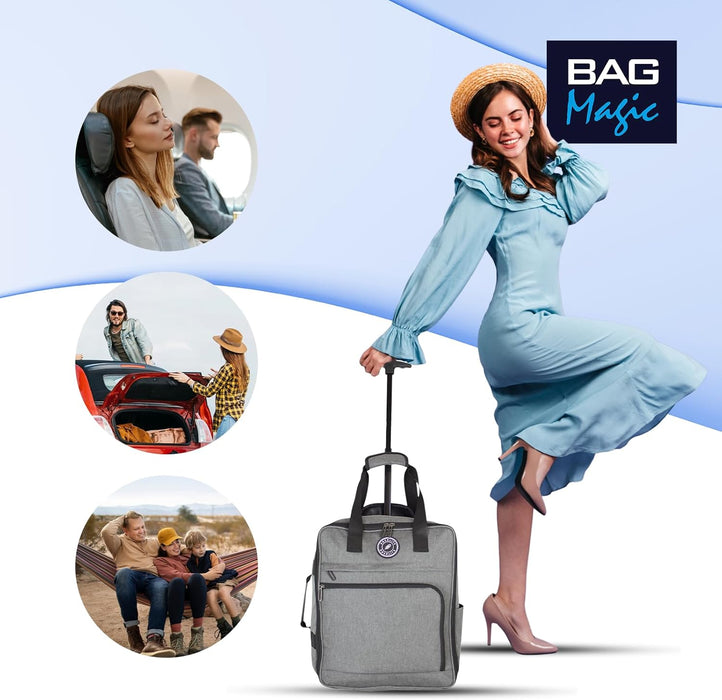 EasyJet Underseat Cabin Bag 45x36x20cm – Twill Wheeled Travel Holdall with Trolley Handle – Lightweight Soft Shell Carry On Luggage – Fits EasyJet Free Bag Allowance