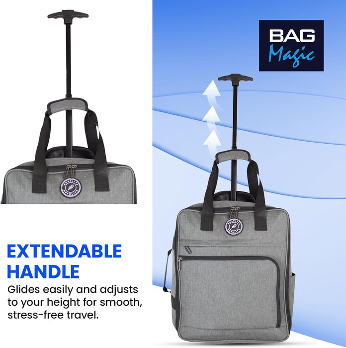 EasyJet Underseat Cabin Bag 45x36x20cm – Lightweight Twill Wheeled Travel Holdall with Trolley Handle