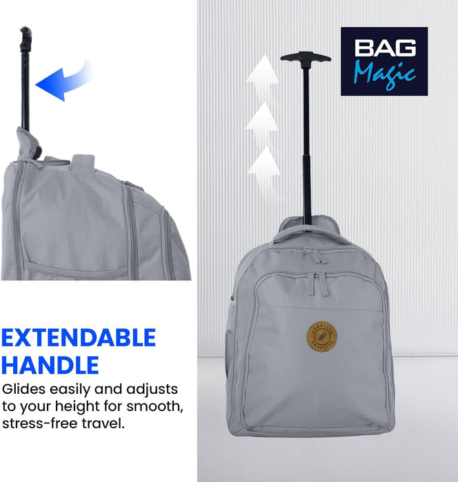 Bordlite EasyJet Cabin Approved Wheeled Backpack 45x36x20cm – 2 in 1 Lightweight Trolley Bag & Rucksack on Wheels (1.53kg, 36L) Underseat Hand Luggage for Travel, Business, Weekend Trips
