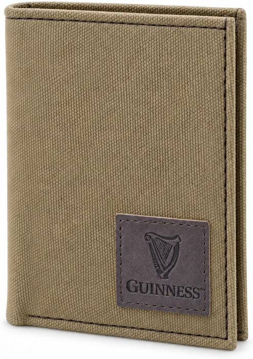 Guinness Men’s Genuine Leather & Canvas Wallet – Official Merchandise with RFID Protection, Card Slots, Coin Pocket, Note Compartments & Removable Card Holder – Beige/Brown