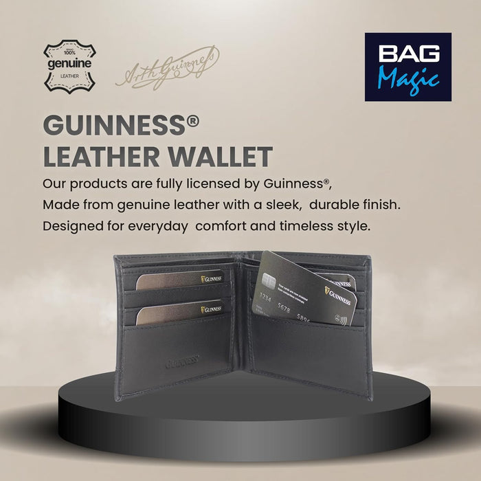 Guinness Wallet, Bottle Opener & Belt Gift Set – RFID Secure Black Leather, Gift Boxed