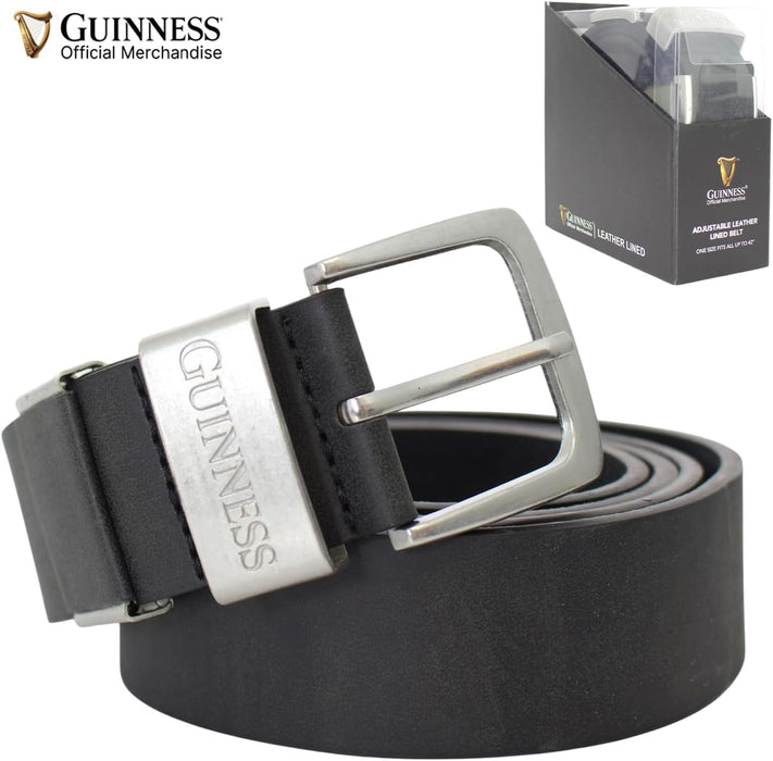 Guinness Wallet, Bottle Opener & Belt Gift Set – RFID Secure Black Leather, Gift Boxed