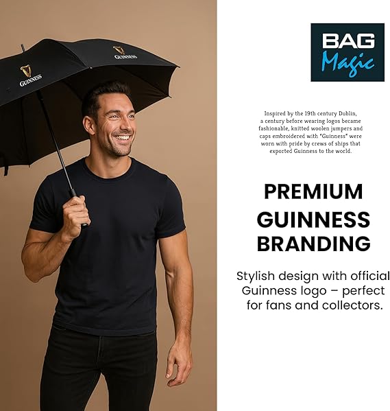 Guinness Official Golf Umbrella + Adjustable Leather Belt Bundle Set
