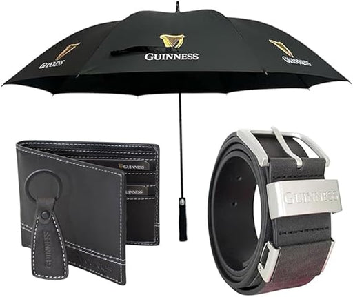 Guinness® Black Golf Umbrella, Adjustable Leather Belt & Wallet Gift S — BagMagic