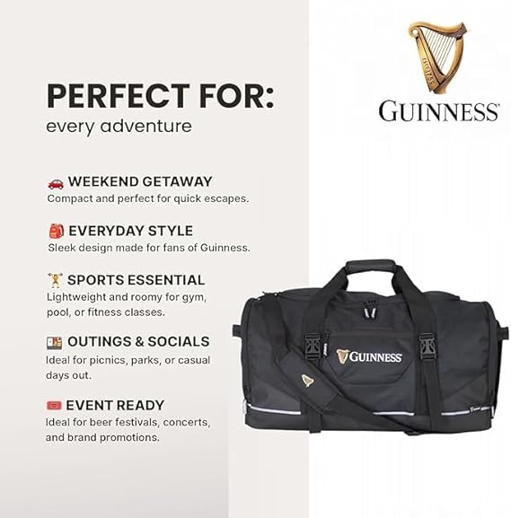 Guinness RyanAir Cabin Backpack 40x25x20cm – Underseat Bag | Flight Approved Hand Luggage for Ryanair, easyJet, Jet2, Wizz Air | Lightweight Travel Backpack | Official Merchandise
