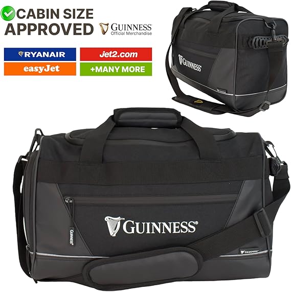Guinness RyanAir Cabin Backpack 40x25x20cm – Underseat Bag | Flight Approved Hand Luggage for Ryanair, easyJet, Jet2, Wizz Air | Lightweight Travel Backpack | Official Merchandise