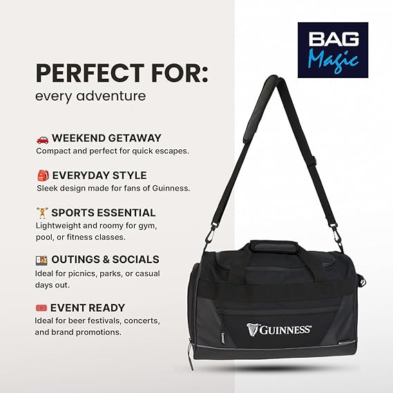 Guinness RyanAir Cabin Backpack 40x25x20cm – Underseat Bag | Flight Approved Hand Luggage for Ryanair, easyJet, Jet2, Wizz Air | Lightweight Travel Backpack | Official Merchandise